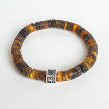 Load image into Gallery viewer, Amber Silver Bracelet for Men - Vytis - &quot;Sun Stories&quot;