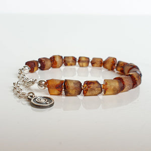 Set of Amber Silver Pendant Necklace and Bracelet for Women "Sun Stories"