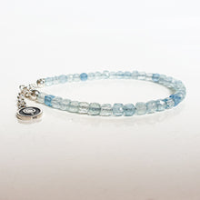 Load image into Gallery viewer, Set of Aquamarine A+ cube Silver 925 Necklace and Bracelet for Women "Stone of Faith"
