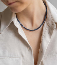 Load image into Gallery viewer, Set of Dark Blue Sapphire Necklace and Bracelet "The Guide", silver 925