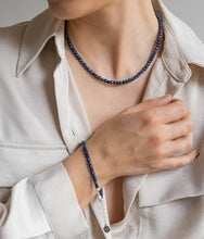 Load image into Gallery viewer, Set of Dark Blue Sapphire Necklace and Bracelet "The Guide", silver 925