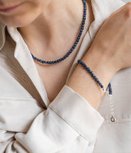 Load image into Gallery viewer, Set of Dark Blue Sapphire Necklace and Bracelet "The Guide", silver 925