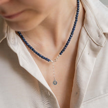 Load image into Gallery viewer, Set of Dark Blue Sapphire Necklace and Bracelet "The Guide", silver 925