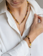 Load image into Gallery viewer, Set of Baltic Amber Silver 925 Necklace and Bracelet for Women Honey Colour "Sun Stories"