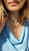 Load image into Gallery viewer, Set of Aquamarine A+ cube Silver 925 Necklace and Bracelet for Women "Stone of Faith"