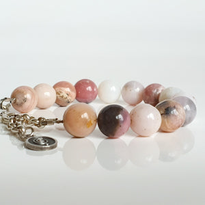 Pink Opal Silver Bracelet for Women "Self Love"