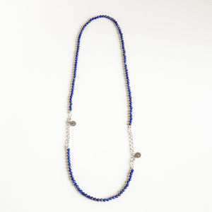 Set of Lazurite Silver Necklace and Bracelet "Wisdom" - Petit Secret