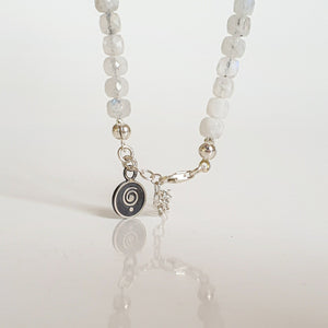 Set of Moonstone A+ Delicate Silver Bracelet and Necklace for Women "Intuition"