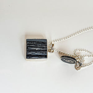 Black Row Tourmaline Silver Pendant with chain "Harmony"