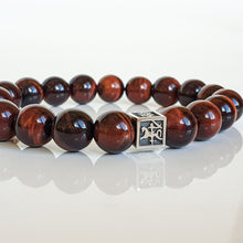 Load image into Gallery viewer, Red Tiger Eye Silver Bracelet for Men - Vytis - &quot;The Power&quot;