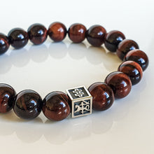 Load image into Gallery viewer, Red Tiger Eye Silver Bracelet for Men - Vytis - &quot;The Power&quot;