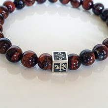 Load image into Gallery viewer, Red Tiger Eye Silver Bracelet for Men 8 mm - Vytis - &quot;The Power&quot;