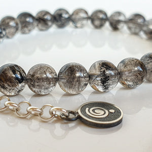 Herkimer Diamond from US Silver Bracelet "Stone of Light" - round beads 7-8 mm
