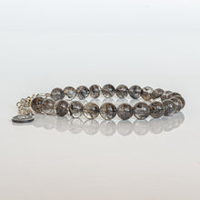 Load image into Gallery viewer, Herkimer Diamond from US Silver Bracelet &quot;Stone of Light&quot; - round beads 7-8 mm