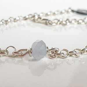 Link Chain Aquamarine Stone Bracelet for Women's 2023