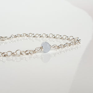 Aquamarine A+ Delicate Silver Bracelet for Women "Stone of Faith"