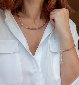 Purple Tourmaline Stone Silver Bracelet for Women's Fashion 2023