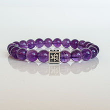Load image into Gallery viewer, Amethyst A+ Silver Bracelet for Men - Vytis - &quot;Magic of The Universe&quot;