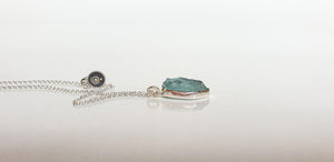 Aquamarine raw AAA+ Silver Pendant for Women "Stone of Faith"