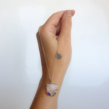 Load image into Gallery viewer, Pink Quartz, Amethyst and Herkimer Diamond Silver Pendant with chain &quot;Heavenly Heart&quot;