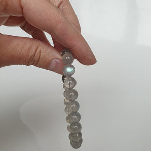 Labradorite AAA+ Silver Bracelet for Men "The Guardian" 8 mm