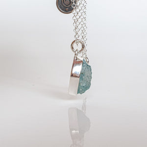 Aquamarine Raw AA+ Silver Pendant for Women "Stone of Faith"