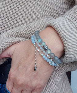 Aquamarine A+ Delicate Silver Bracelet for Women "Stone of Faith"
