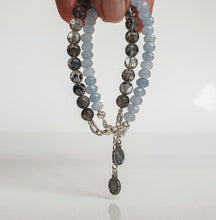 Load image into Gallery viewer, Herkimer Diamond from US Silver Bracelet &quot;Stone of Light&quot; - round beads 7-8 mm