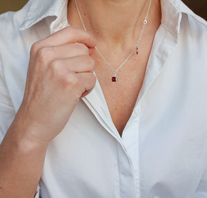 Elegant Red Garnet Silver Necklace Pendant "Vitality"