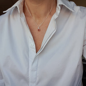 Elegant Red Garnet Silver Necklace Pendant "Vitality"