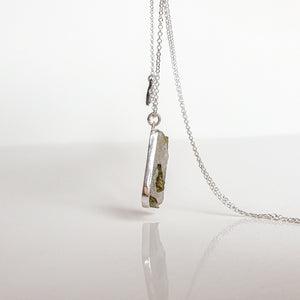 Mountain Crystal and Green Tourmaline Silver Pendant Necklace "Pure Harmony"
