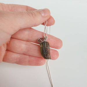 Moldavite Silver Pendant with Chain "Stone of greatness"