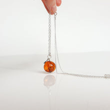 Load image into Gallery viewer, Set of Amber Silver Long Pendant Necklace and Bracelet for Women &quot;Sun Stories&quot;
