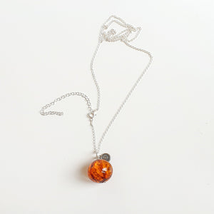 Amber Silver Pendant Necklace for Women "Sun Stories"
