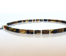 Load image into Gallery viewer, Black Amber Silver Necklace for Men &quot;Sun Stories&quot;