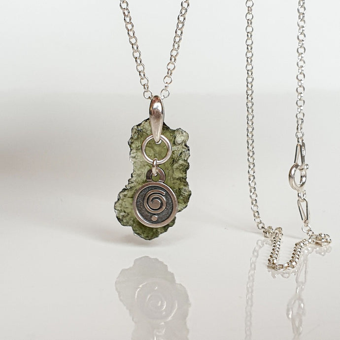 15 mln years Moldavite Silver Pendant with chain 