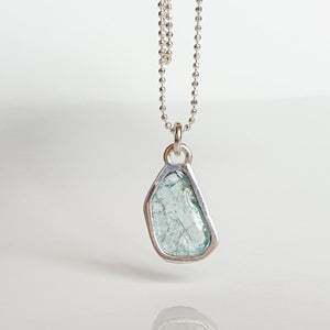 Aquamarine Raw AAA+ Silver Pendant for Women "Stone of Faith"