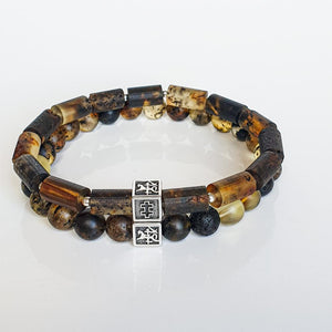 Amber Silver Bracelet 8 mm - Vytis - "Sun Stories"