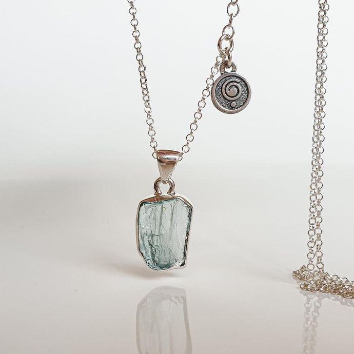 Aquamarine AAA+ Silver Pendant with chain for Women 