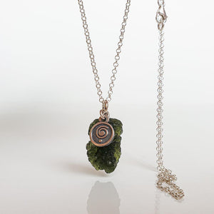 Legendary Moldavite from Czech Silver Pendant "Stone of greatness"