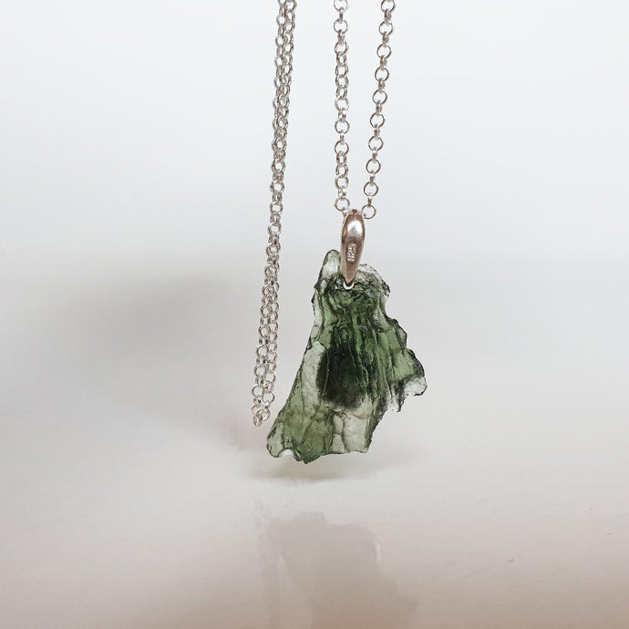 Legendary 15 mln years Moldavite Silver Pendant with chain 