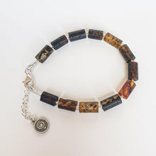 Load image into Gallery viewer, Black  Baltic Amber Adjustable Silver Bracelet for Women &quot;Sun Stories&quot;