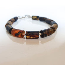 Load image into Gallery viewer, Black  Baltic Amber Adjustable Silver Bracelet for Women &quot;Sun Stories&quot;