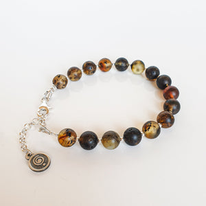 Amber Adjustable Silver Bracelet for Women 8 mm "Sun Stories"