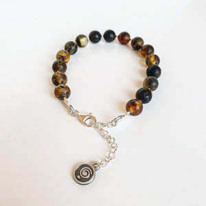 Amber Adjustable Silver Bracelet for Women 8 mm "Sun Stories"