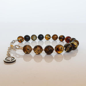 Amber Adjustable Silver Bracelet for Women 8 mm "Sun Stories"