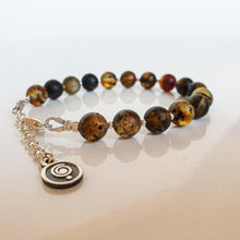 Load image into Gallery viewer, Amber Adjustable Silver Bracelet for Women 8 mm &quot;Sun Stories&quot;