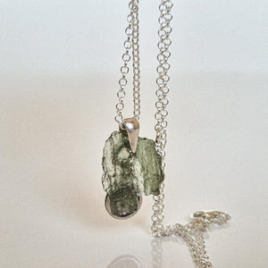 Moldavite Silver Pendant with Chain "Stone of Greatness"