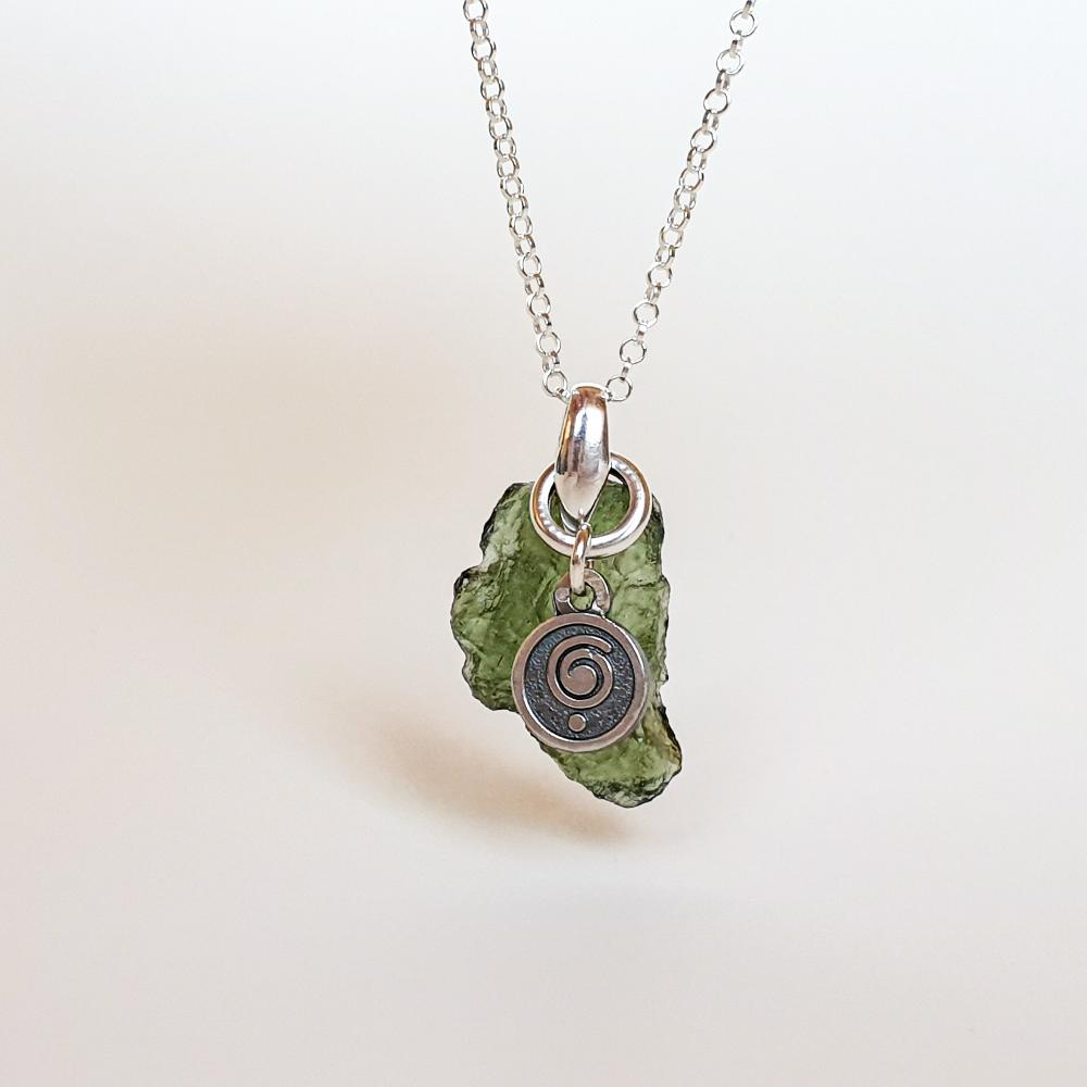 Legendary 15 mln years Moldavite Silver Pendant with chain 