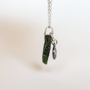 Legendary 15 mln years Moldavite Silver Pendant with chain "Stone of greatness"